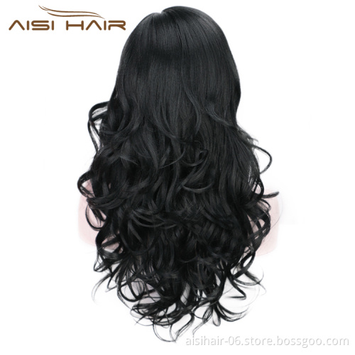 Black Body Wave Fiber Hair Wig Fashion Synthetic Wig Heat Resistant Long Wavy For Party Cosplay Women Wigs